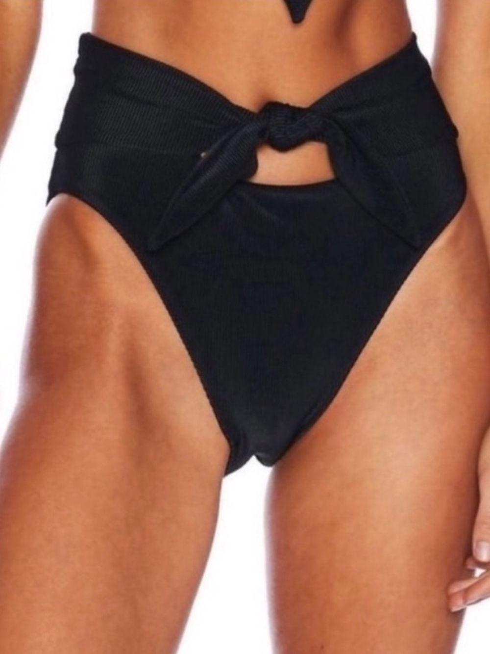New! Beach Riot Emma Ribbed High-Waist Swim Bottoms Small Black 34149